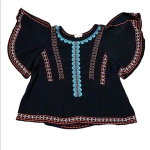 SUGAR LIPS Boho embroidered open sleeve top